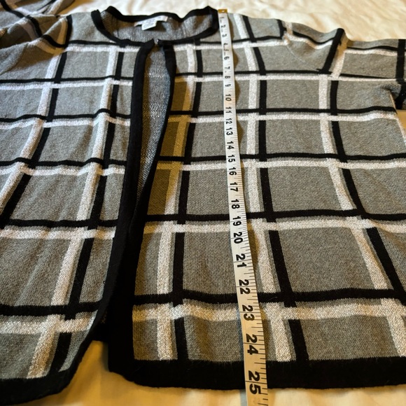 Liz Claiborne Women’s gray plaid cardigan sweater Open Front Sz 1X - Picture 8 of 9